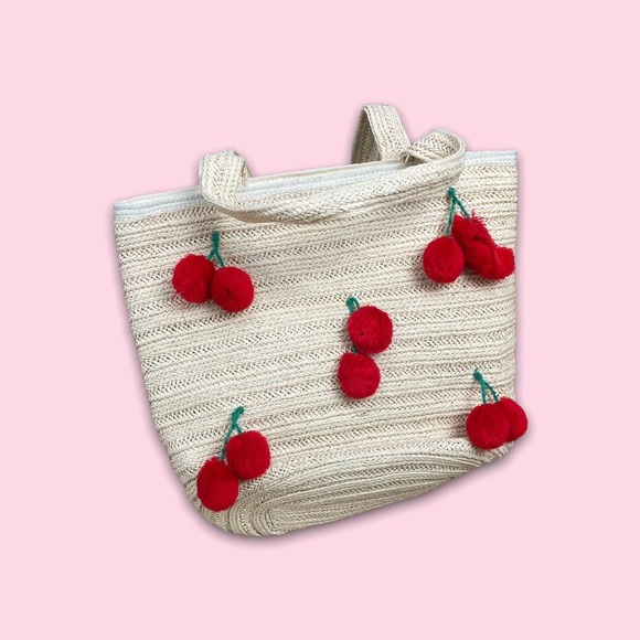 Wicker Boho Pom Pom Bag - Picture 2 of 4